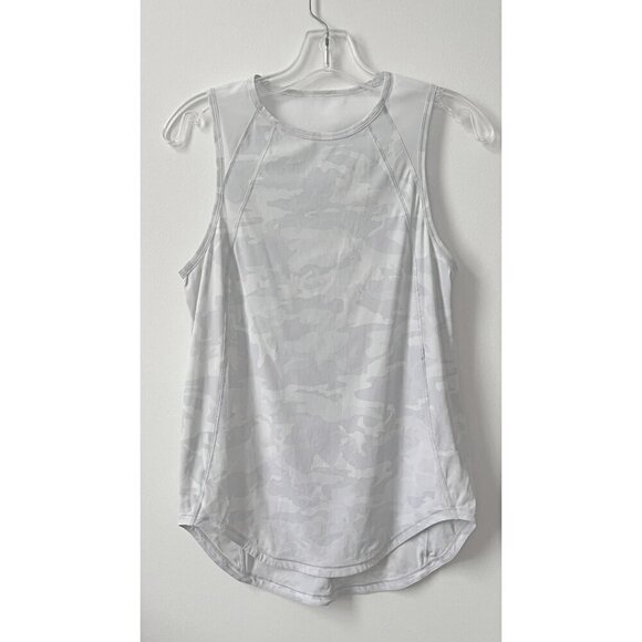 Lululemon Lightweight High Neck Gray Camouflage Mesh Back Tank 6 NWOT - Picture 3 of 8